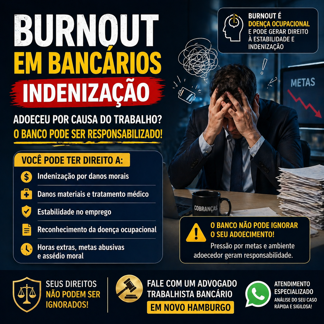 Burnout em bancários e indenização: quando o banco pode ser responsabilizado?