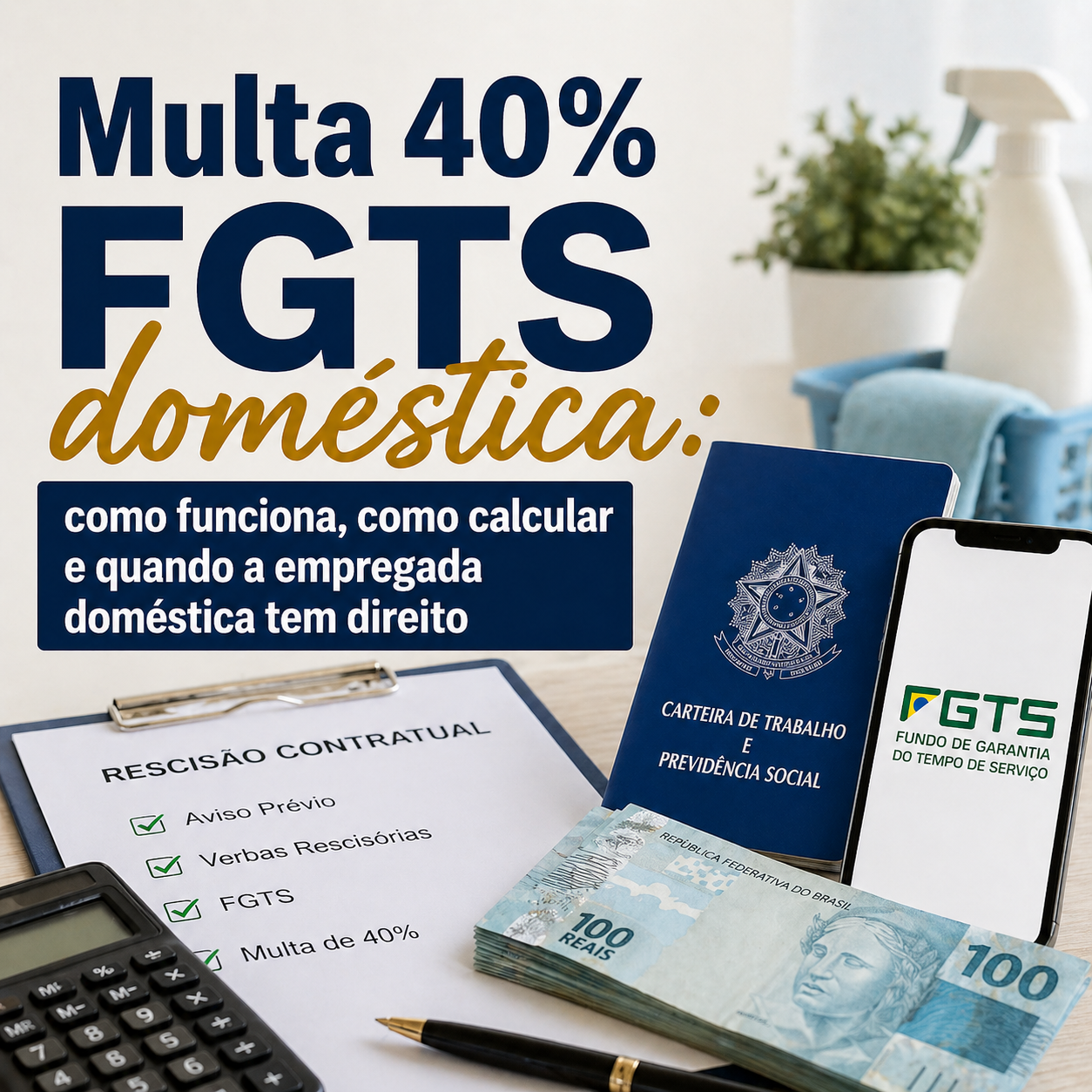 Multa 40% FGTS doméstica: como funciona, como calcular e quando a empregada doméstica tem direito